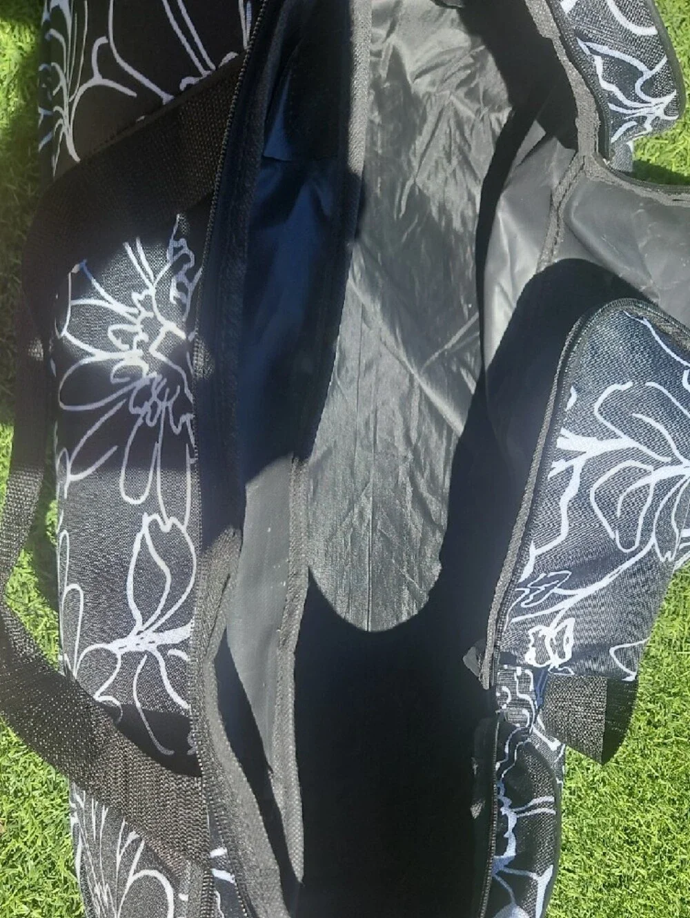 Tag Navy and White Floral Duffel Bag